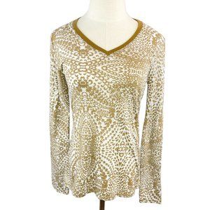 Athleta Mandala Print Semi-Sheer V Neck Long Sleeve Tee